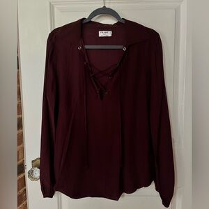 Frame dark plum (mahogany) lace up silk shirt